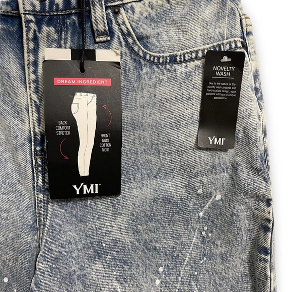 YMI High Rise Dream Jeans Distressed Ankle Length Raw Hem Splatter Paint Size 7 - Picture 3 of 10